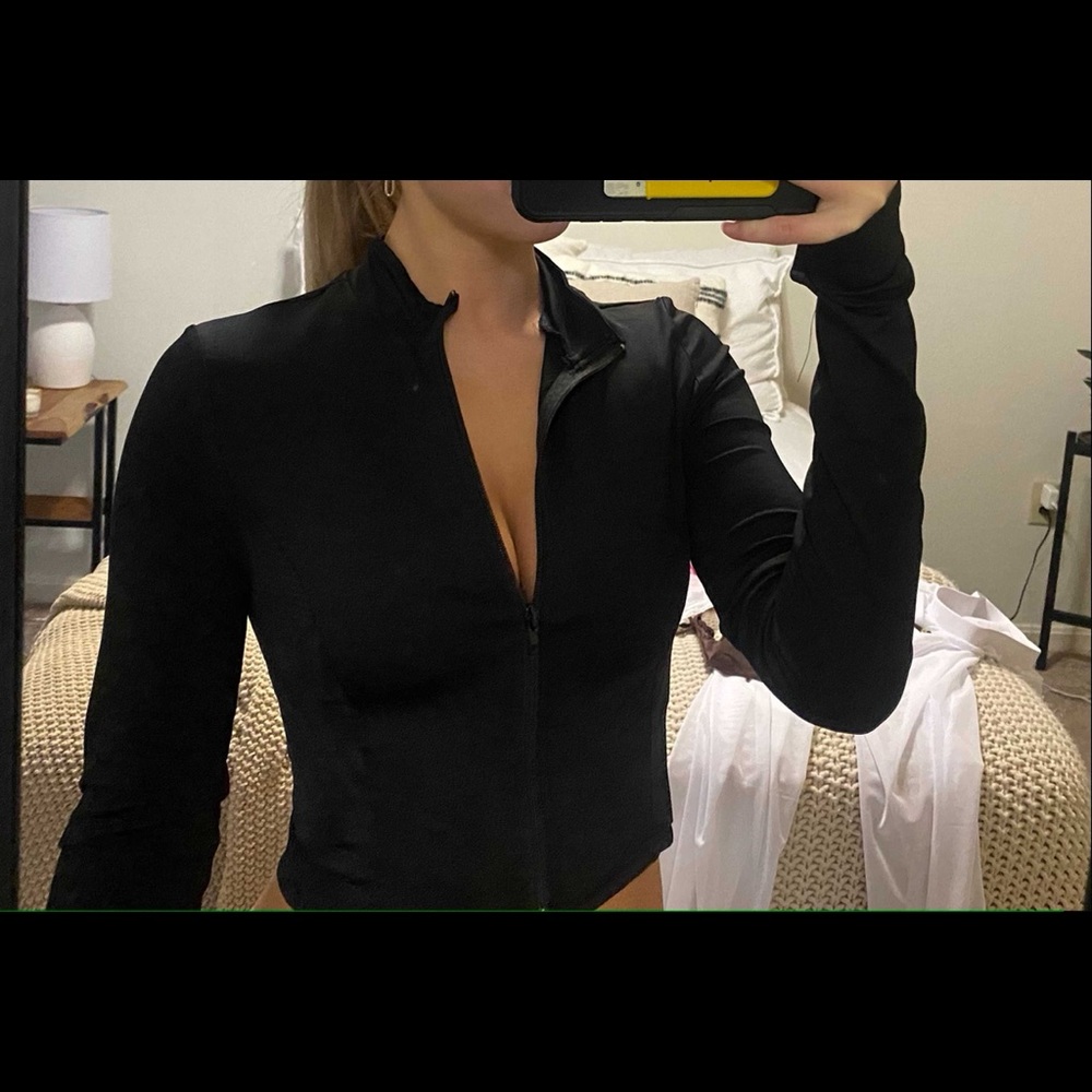 Shein zip up long sleeve bodysuit